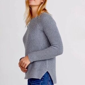 Marine Layer Delaney Pullover Waffle Knit Sweater in Mid Heather Grey Sz Small